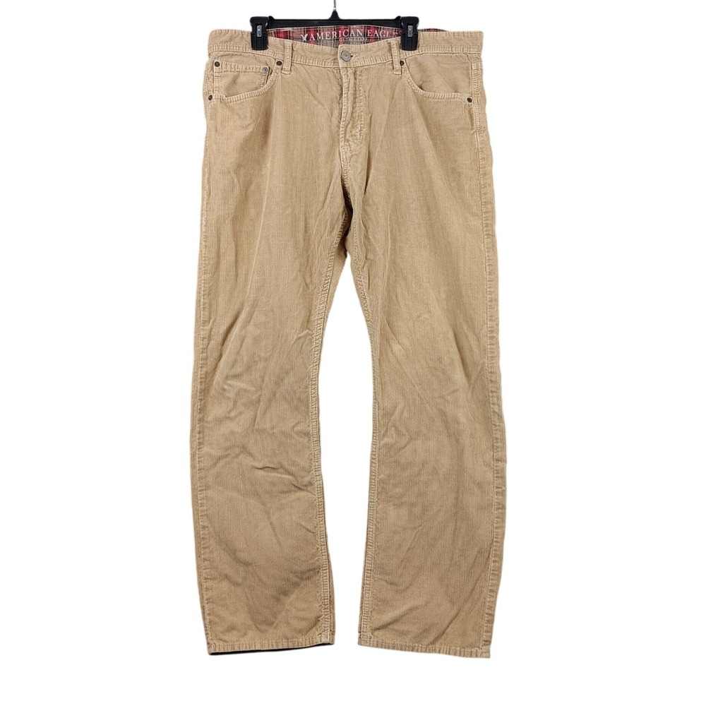 American Eagle Mens‎ Corduroy Pants Size 38x32 Tan Straight Leg Casual